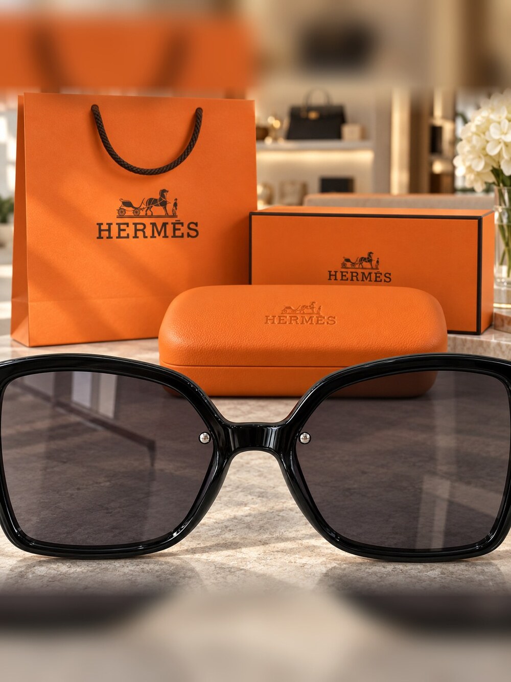 Hermes Black Silver H Sunglasses - Picture 5 of 6